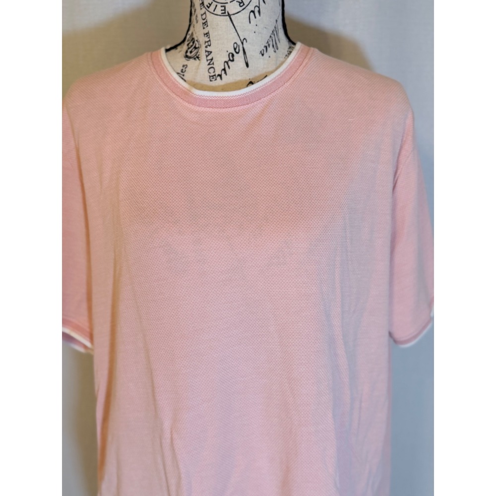Porter & Ash Mens XL Pink Modal Blend Textured Short Sleeve Crew Neck T-Shirt